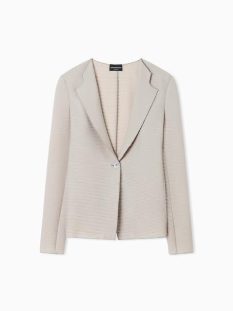 EMPORIO ARMANI JACKET WITH LAPELS IN CANNETÉ FABRIC
