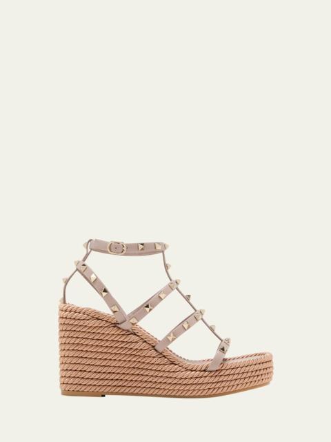 Rockstud Leather Wedge Espadrille Sandals