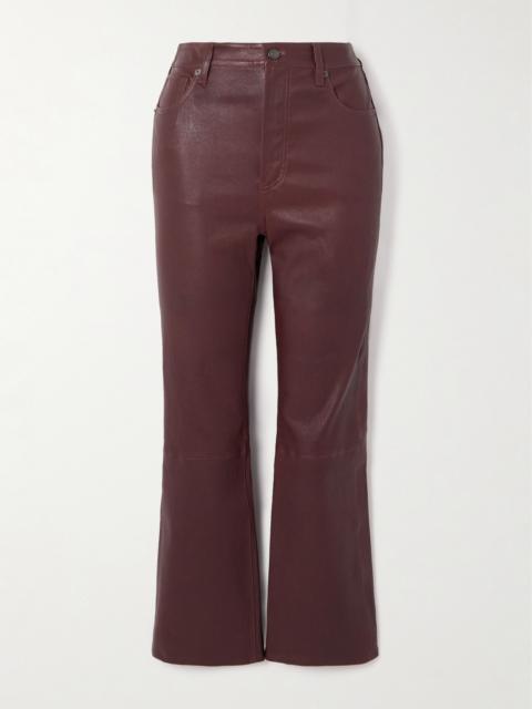 FRAME The Reboot Cropped Leather Flared Pants