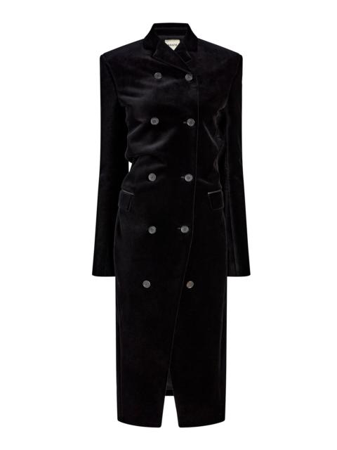 KHAITE Rolon Double-Breasted Velvet Coat black