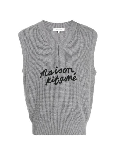 Maison Kitsuné logo-embroidered wool vest