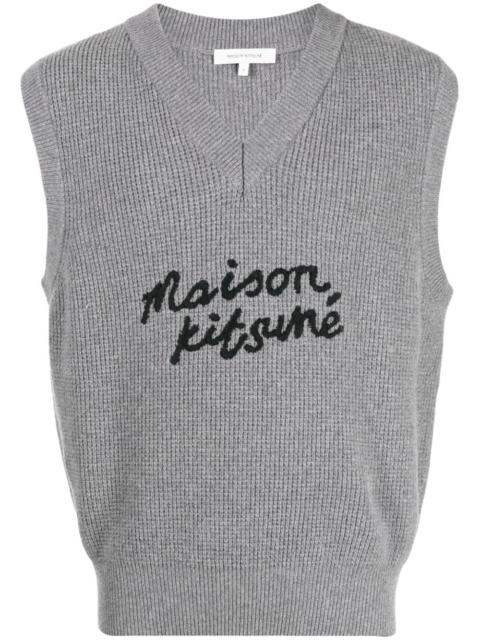 Maison Kitsuné logo-embroidered wool vest