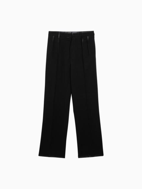 BLACK WOOL WIDE TROUSERS