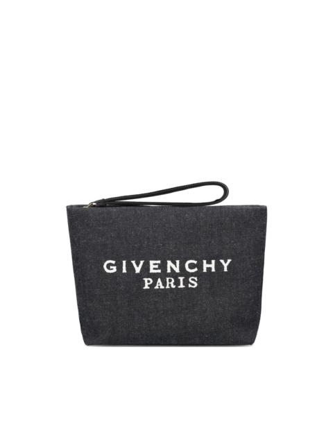 Givenchy logo-print denim clutch bag