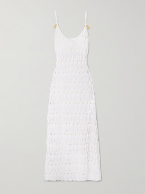 Bottega Veneta Embellished Open-knit Cotton And Silk-blend Midi Dress