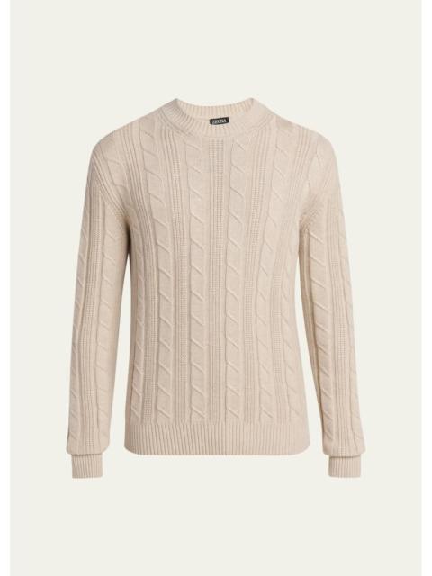 ZEGNA Men's 7gg Oasi Cashmere Cable Crewneck Sweater