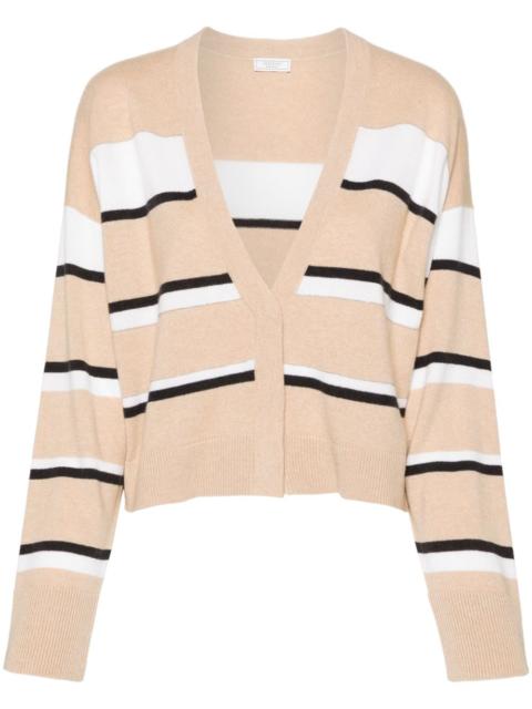PESERICO bead-embellished striped cardigan