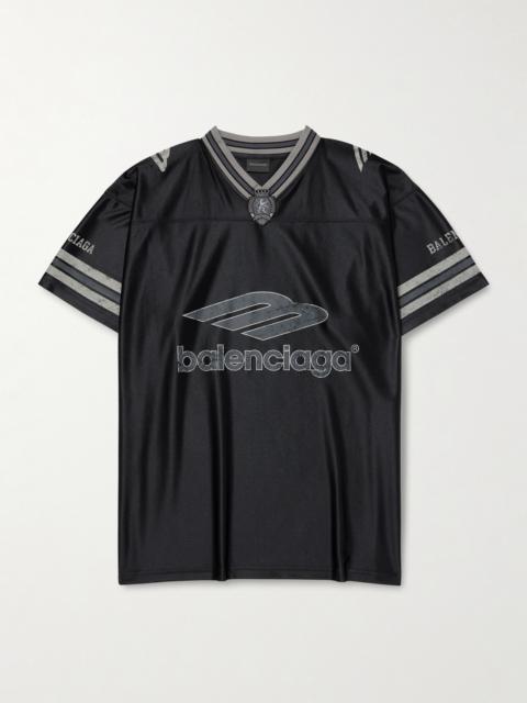 BALENCIAGA Logo-Print Striped Appliquéd Jersey T-Shirt