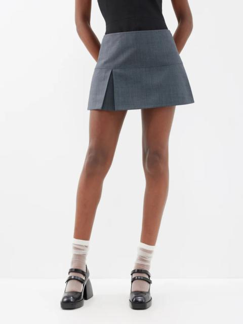 Single-pleat twill mini skirt