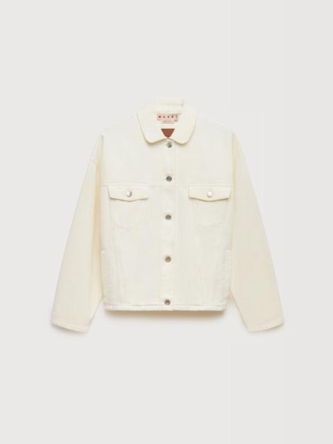 Marni WHITE DENIM JACKET WITH MARTINGALE