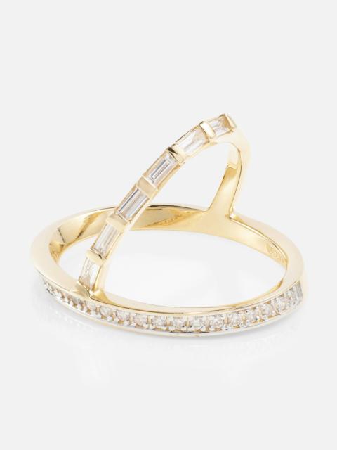 MATEO 14kt Y-bar gold ring with diamonds