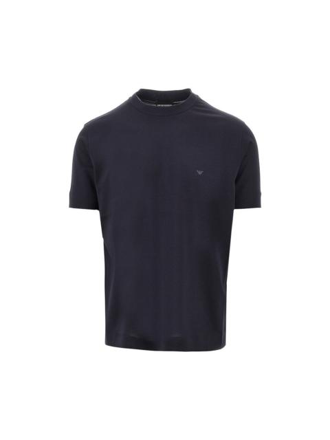 EMPORIO ARMANI LYOCELL AND COTTON BLEND T-SHIRT WITH LOGO