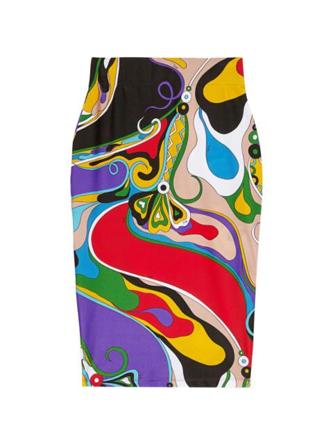 Orchidee-print pencil skirt