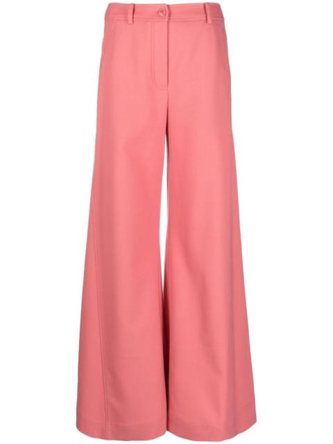 high-waisted flared trousers