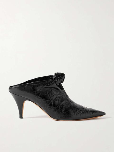 Rowan knotted crinkled-leather mules
