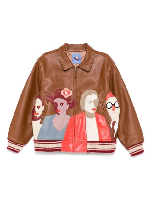 KidSuper Patchwork portrait leather jacket