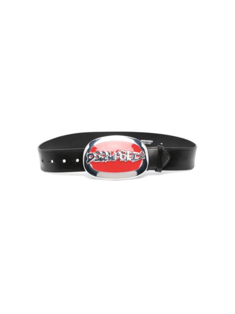 logo-buckle leather belt