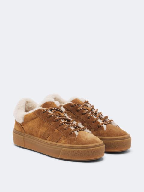 HOGAN Crosswind shearling-trimmed suede sneakers