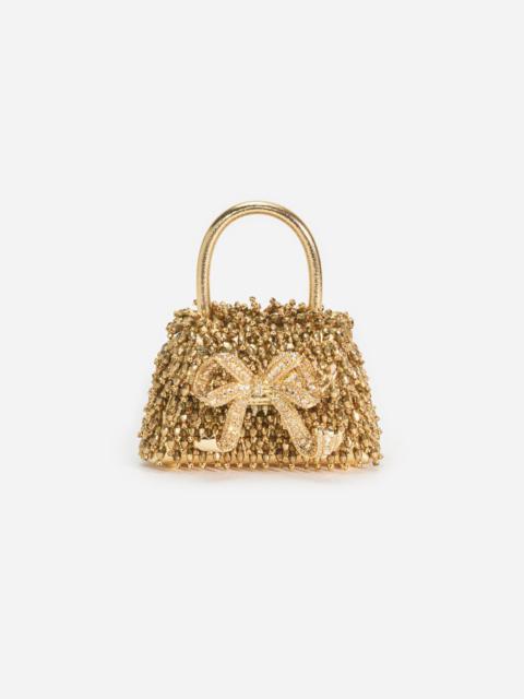 self-portrait Gold Crystal Embroidery Micro Bag