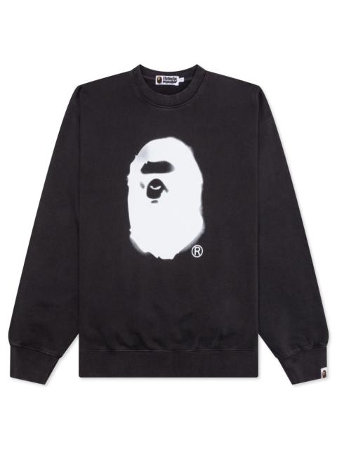 A BATHING APE® SPRAY APE HEAD CREWNECK - BLACK