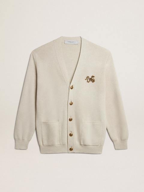 Golden Goose Cardigan in aged white cotton with gold button fastening