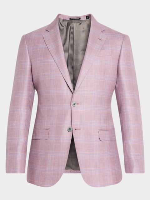 EMPORIO ARMANI 남자의 질감 Plaid 스포츠 코트