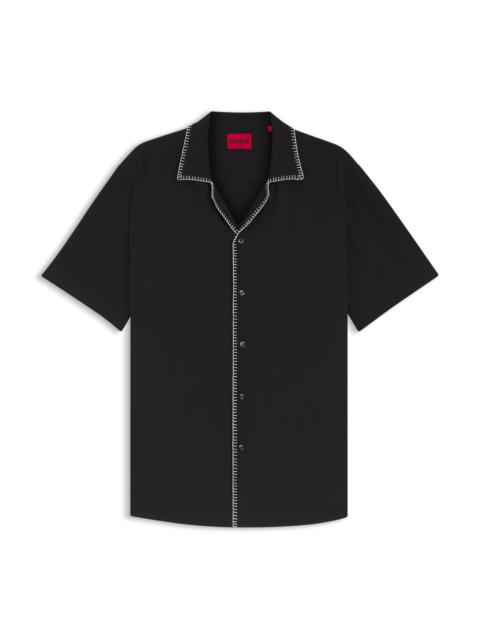 HUGO RELAXED-FIT SHIRT IN COTTON SEERSUCKER
