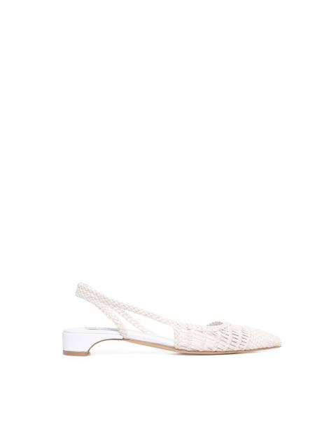 GABRIELA HEARST Perro Braided Slingback Shoe in Pearlized White Leather