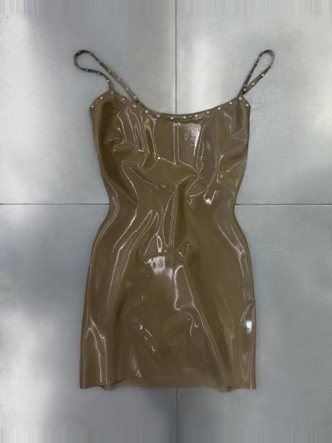POSTER GIRL TAUPE LATEX MINI DRESS