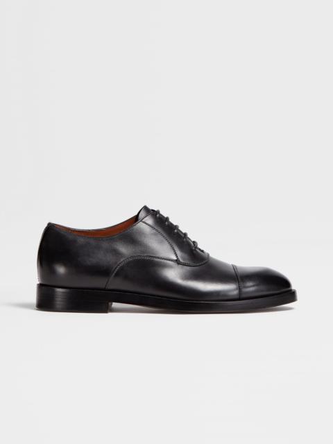 ZEGNA BLACK LEATHER TORINO OXFORD SHOES