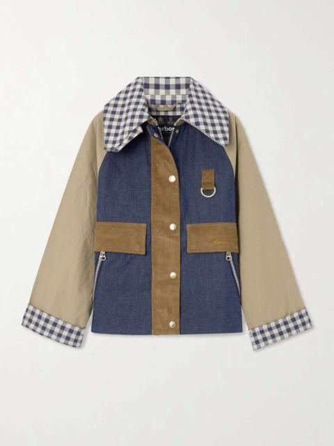 Barbour Corduroy-trimmed waxed-cotton and denim jacket