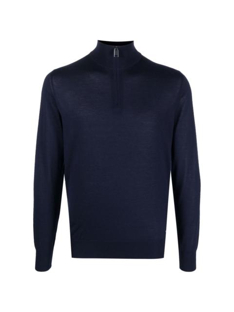 Brioni half-zip high-neck sweater