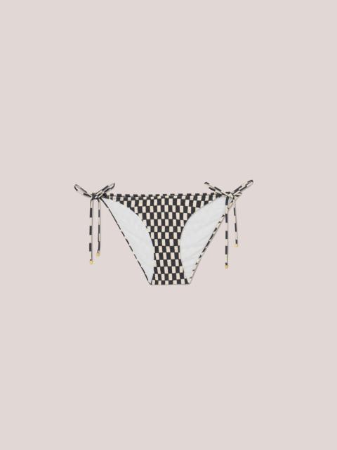Nanushka JULIE - Matte-stretch checkered bikini briefs - Creme&Black