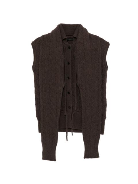 ALAINPAUL pointelle-knit trompe-l'oeil cardigan