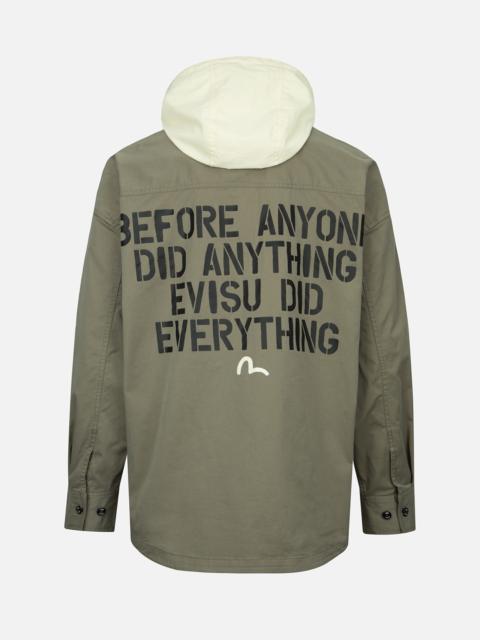 SEAGULL AND SLOGAN PRINT HOODED MOCK 2-IN-1 JACKET
