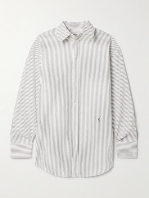 SAINT LAURENT Embroidered Striped Cotton Shirt