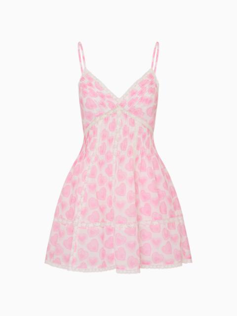 LoveShackFancy Docila Heart Print Cotton Mini Dress