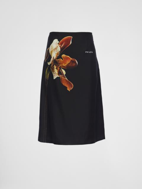 Prada Printed twill midi-skirt