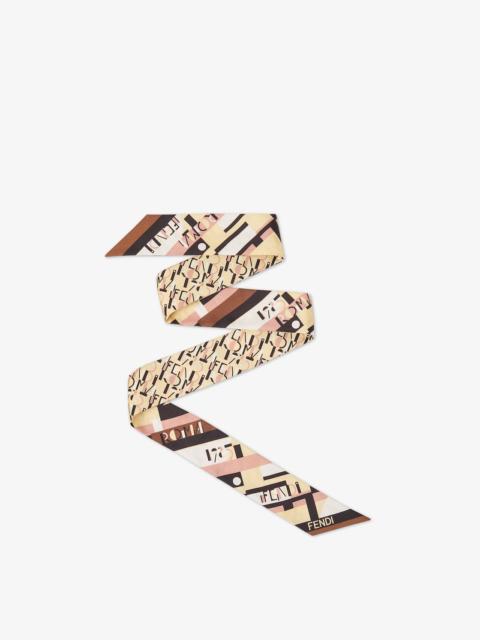 FENDI Wrappy Multicolor printed silk narrow scarf