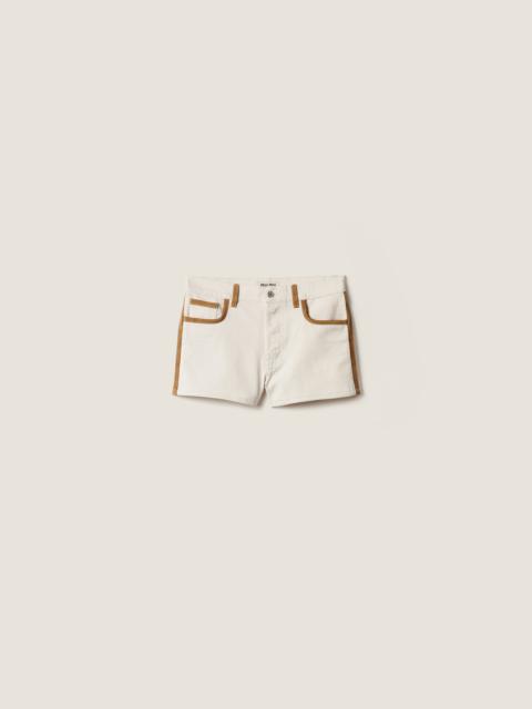 Miu Miu Denim and leather shorts