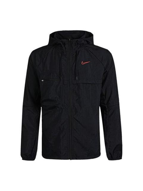 Men's Nike Logo Sports Hooded Jacket Black CU5000-010