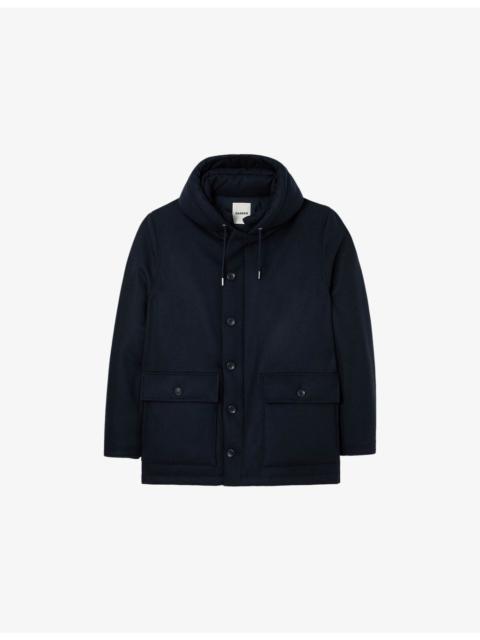 Sandro Hooded Drawstring-Waist Wool and Cashmere-Blend Parka