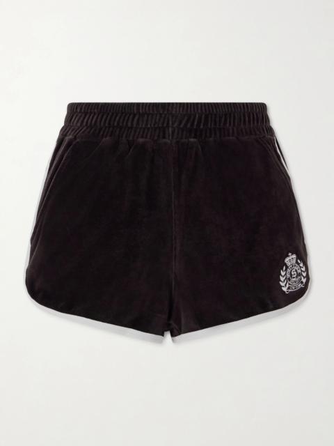 Sporty & Rich Embroidered Cotton-velour Shorts