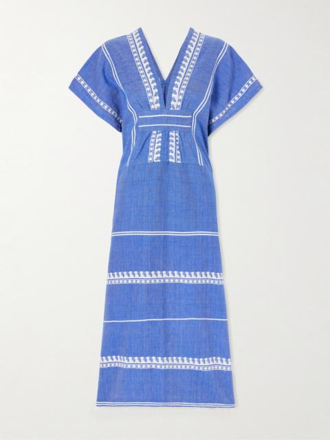 lemlem Gasira Embroidered Cotton Midi Dress
