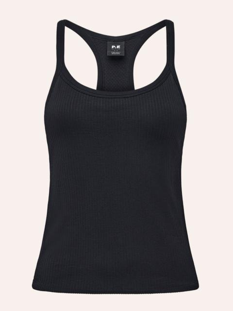 P.E NATION REFINE SEAMLESS RIB TANK IN BLACK