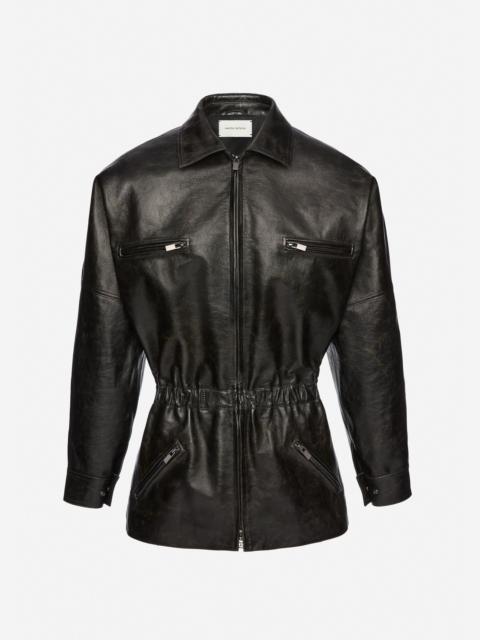 MAGDA BUTRYM Cinched leather jacket in vintage black