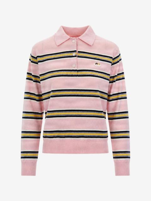 FIORUCCI Angels Patch striped long-sleeve polo shirt