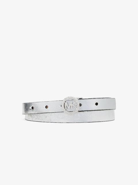 MICHAEL KORS Embellished Metallic Leather Belt