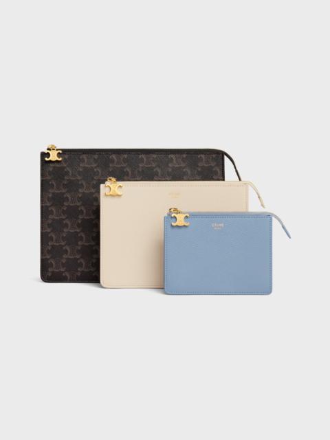 CELINE THREE POUCHES SET TRIOMPHE CHARMS IN TRIOMPHE CANVAS & GRAINED CALFSKIN