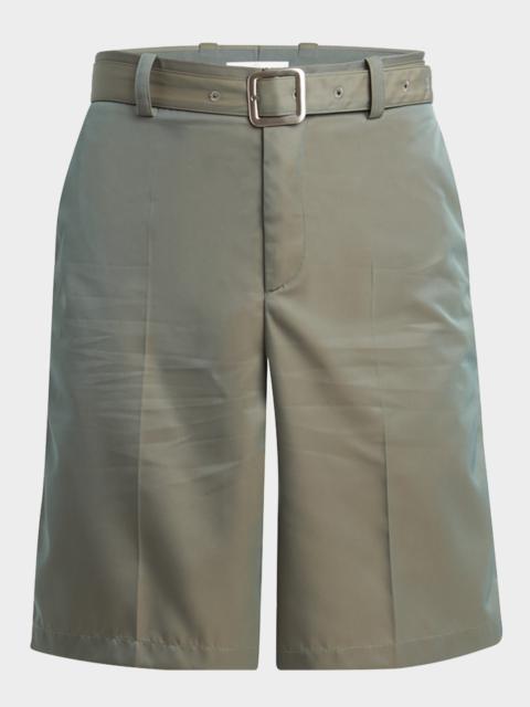 Men's Glaze Effect Self-Belt Shorts